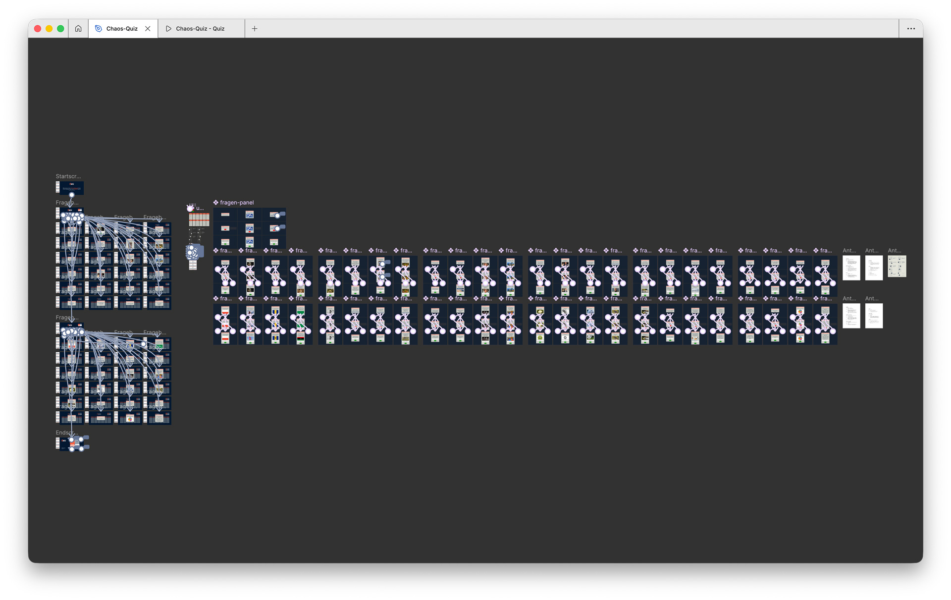 Gesamte Quiz Struktur in Figma